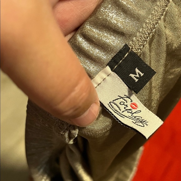 Frederick's of Hollywood Metallic Gold and Black Mini Skirt- Dress - Picture 2 of 2